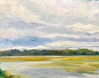 Lowlands Edisto Island Sumpflandschaft Wasserlandschaft Originalkunstwerk, Ölgemälde von South Carolina Künstler Deana Chavis Baker, 16x12, Leinwand
