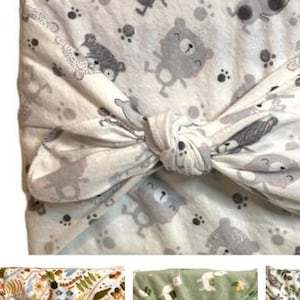 2-in-1 Flannel Baby Shower Gift Wrap and Blanket, Furoshiki, Receiving Blanket, Swaddle Blanket, Baby Boy Gift, Baby Girl Gift