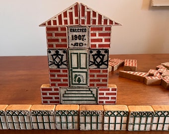 Vintage early 1900’s building blocks, two-sided architecture