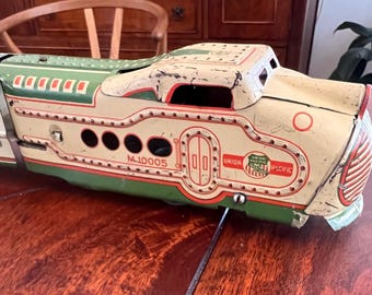 Vintage Pre-War Electric Train Set - Engine + 7 Cars Including Caboose, 55” long