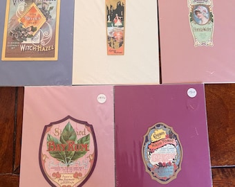 Conjunto de 5 rótulos vintage de perfumes e tônicos (1906-1915) - itens colecionáveis