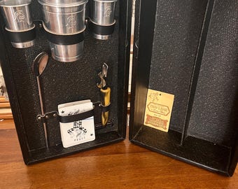 Ensemble à cocktail portable Trav-L-Bar vintage – Accessoires de bar Mid-Century des années 1960 avec clé