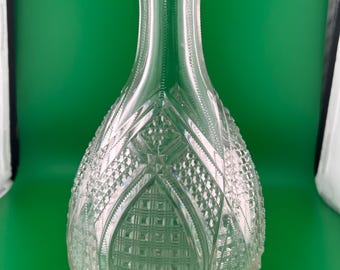 Jarra de vinho tinto Heisey Fancy Loop antiga ~ Elegante jarra de vidro prensado para vinho tinto da década de 1890, nº 1205, com um design geométrico deslumbrante!