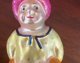 Enfeite vintage de Aladdin da Christopher Radko - Da coleção de contos de fadas/histórias em quadrinhos, lâmpada do gênio, vidro soprado à mão, descontinuado na década de 1990.