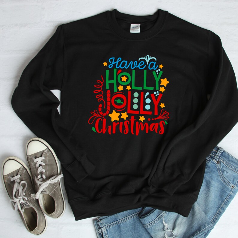 Holly Jolly Christmas Shirt Long Tee Shirts Womens Long Tee Etsy
