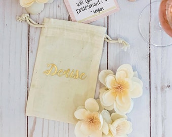 Personalized Cream Muslin Gift Bag