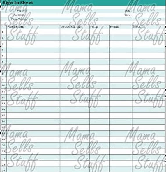 printable sign in sheet meeting planner page letter household etsy sign in sheet for meetings