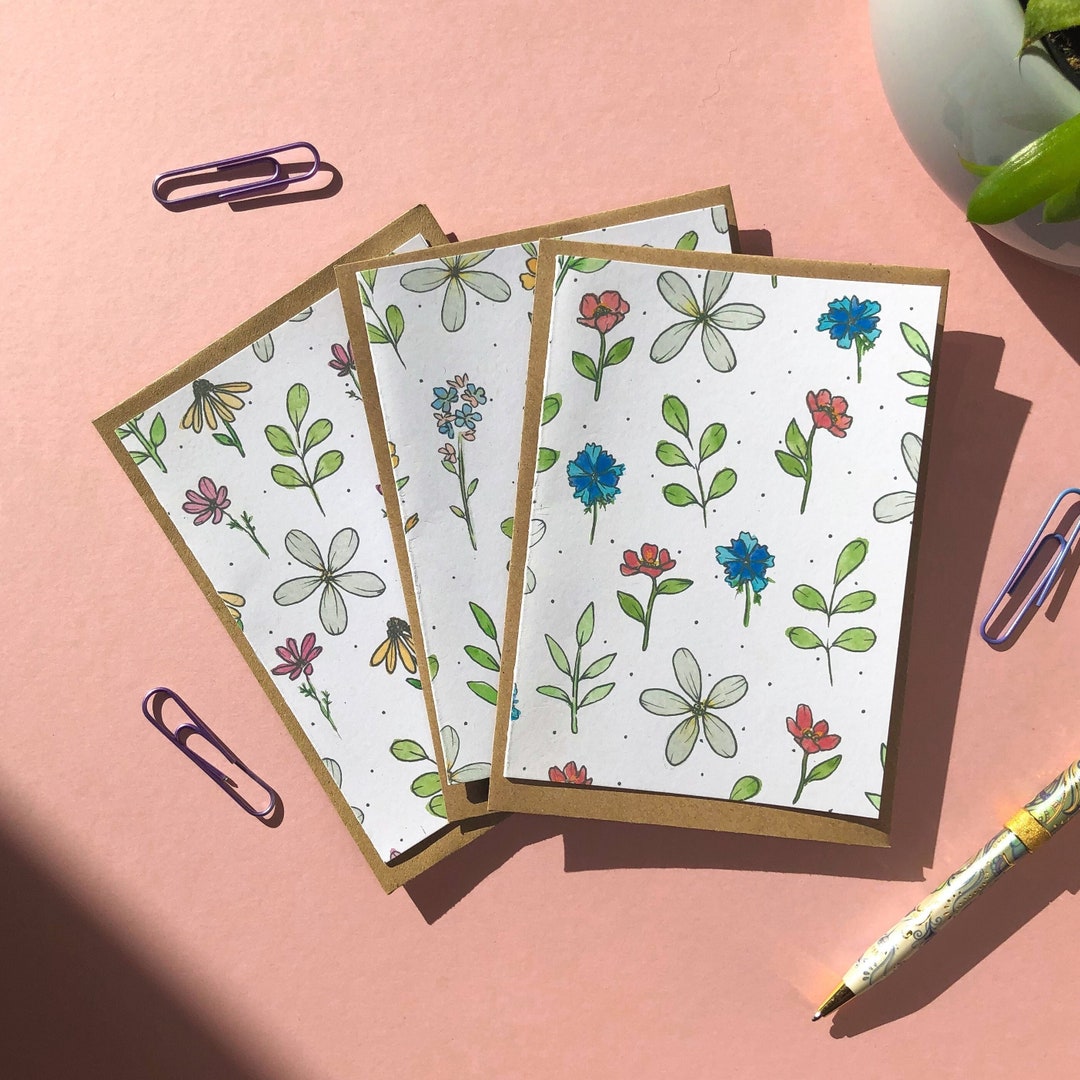 Wildflower Notecard Set A6 Thank You Birthday Card Any Occasion - Cute ...