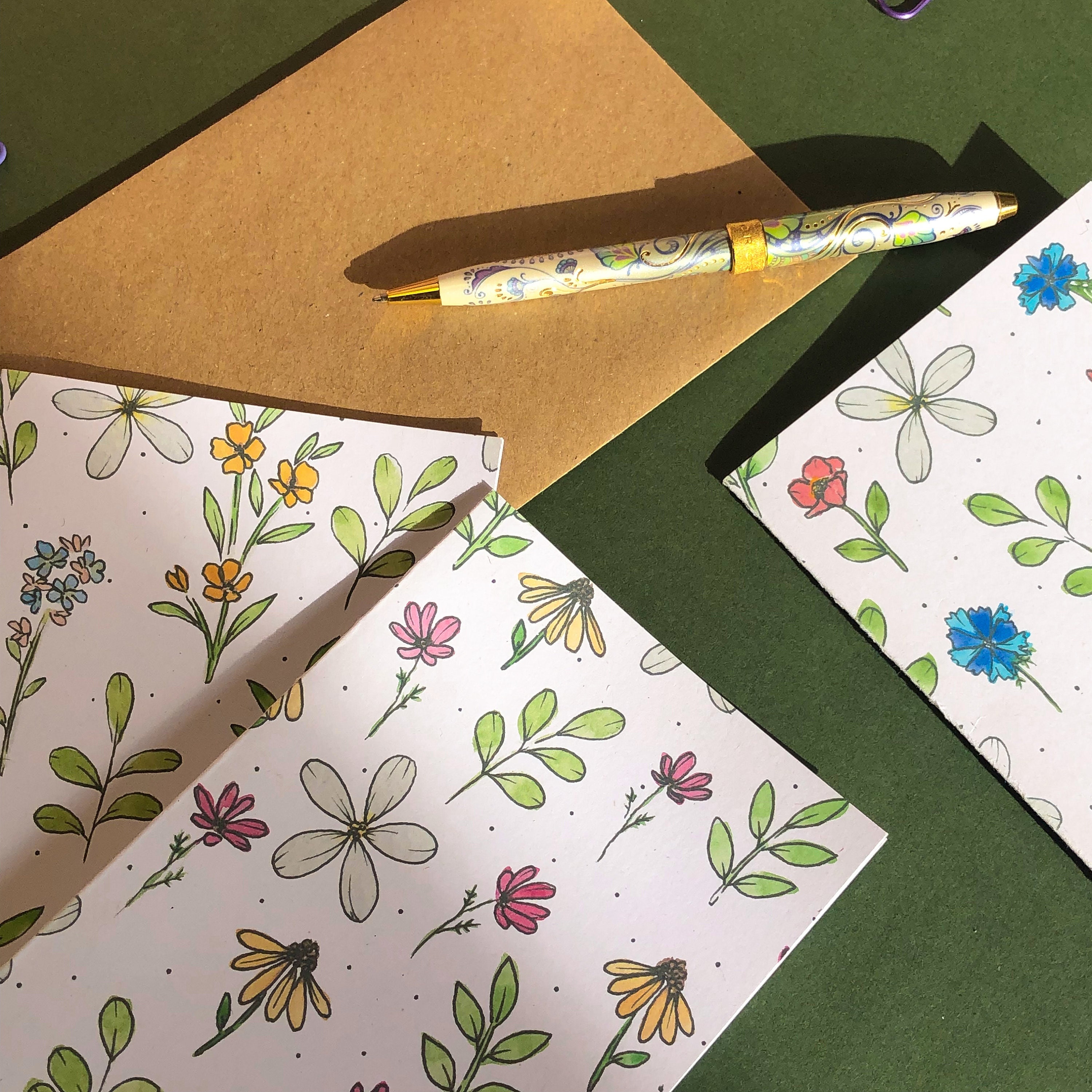Wildflower Notecard Set A6 Thank You Birthday Card Any Occasion - Cute ...