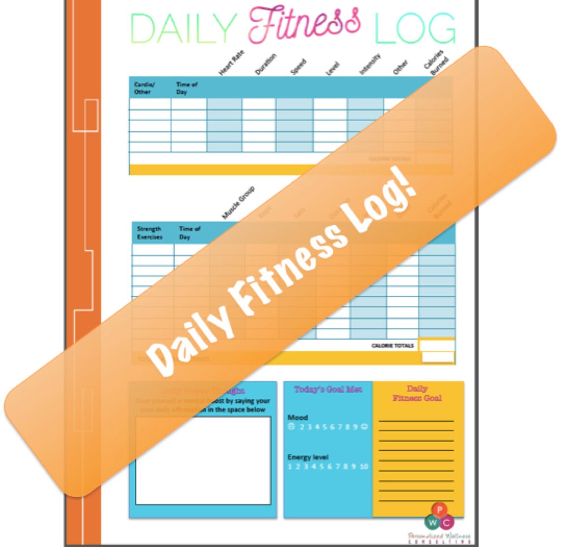 Fitness Journal Instant Download Daily Food Log Daily Etsy