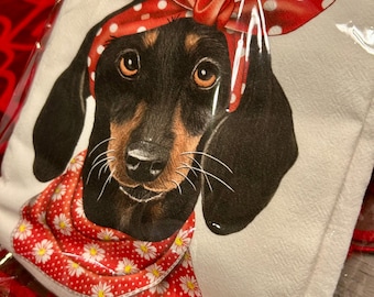 Miss Doxie Dachshund Kitchen towel - new