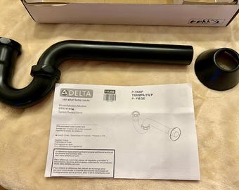 Delta P-Trap, 1 1/4" Drain, 12" Length, Black Brass