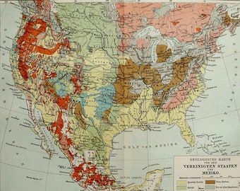 1897 antique geological map of north america geology united states canada mexico