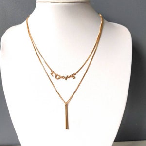 Velvet choker & necklace Gold Bar and Fine Chain, Simple, Contemporary Minimalist Jewellery , Love Necklace, Fine jewellery , Gift teen image 5