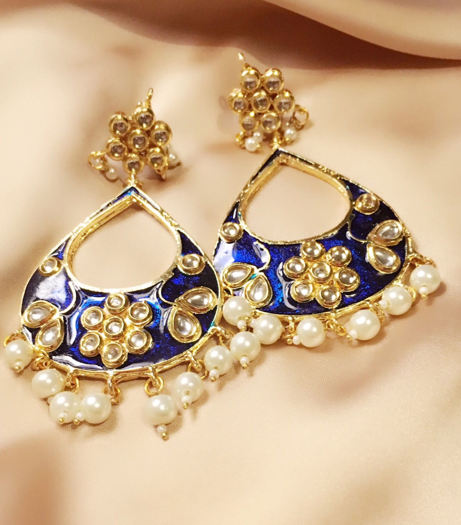 Indian Choker Necklace Set, Hasli, Rajasthani Jewelry, Hansli Necklace, Blue , Bollywood Jewelry