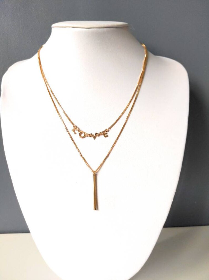 Velvet choker & necklace Gold Bar and Fine Chain, Simple, Contemporary Minimalist Jewellery , Love Necklace, Fine jewellery , Gift teen image 5