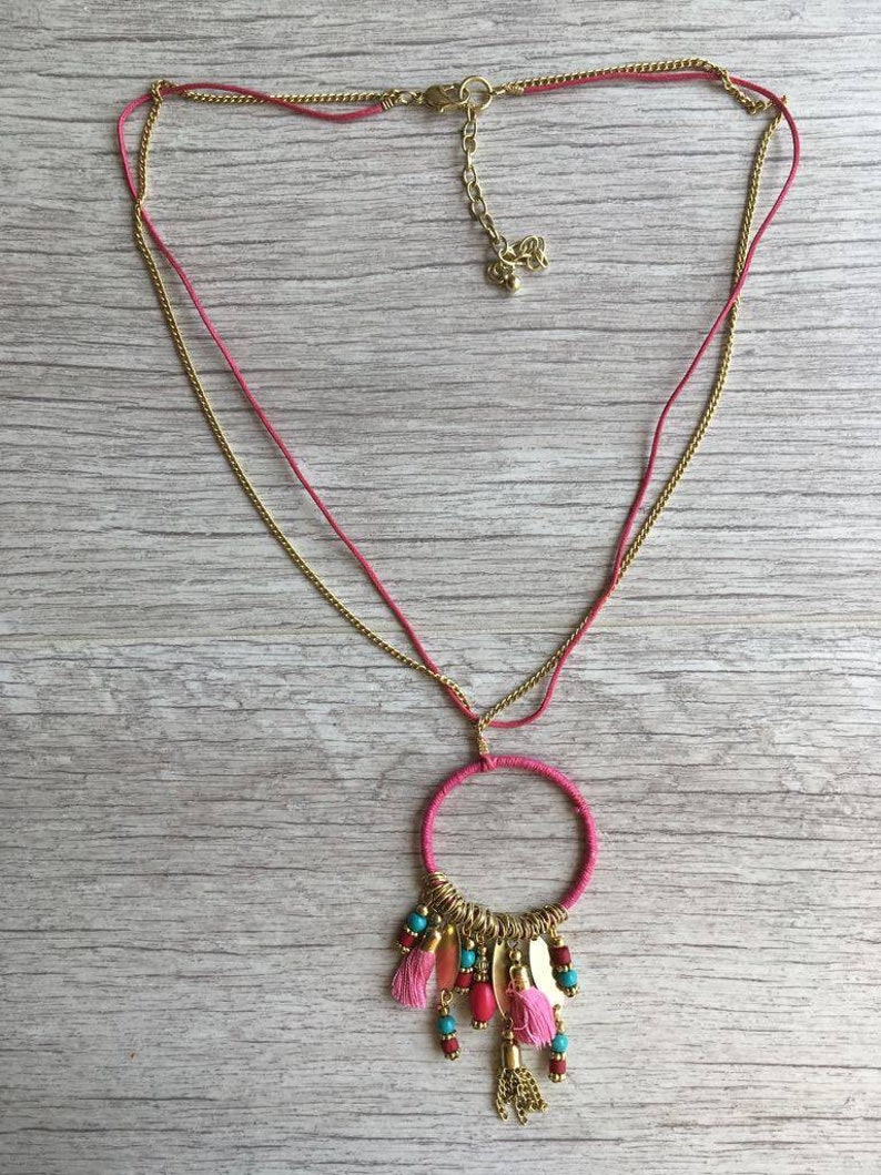 Tassel Necklace Pendant Multi Colours