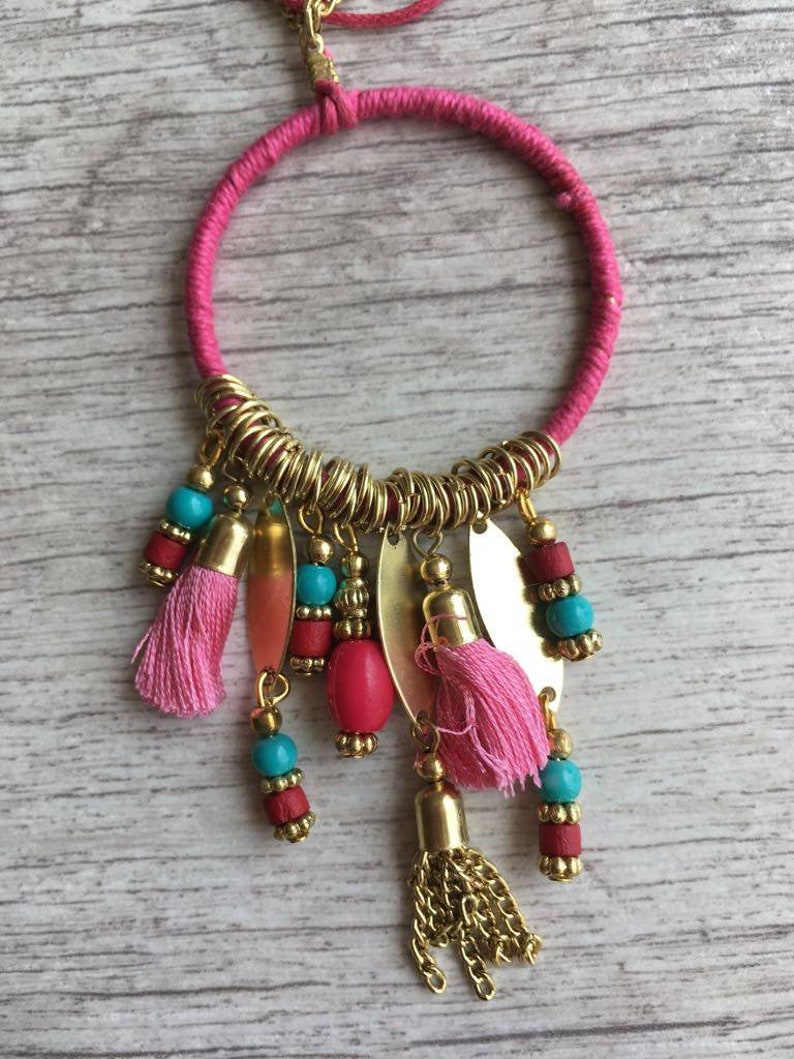 Tassel Necklace Pendant Multi Colours