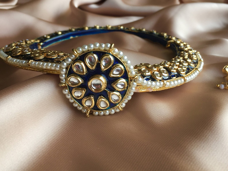 Indian Choker Necklace Set, Hasli, Rajasthani Jewelry, Hansli Necklace