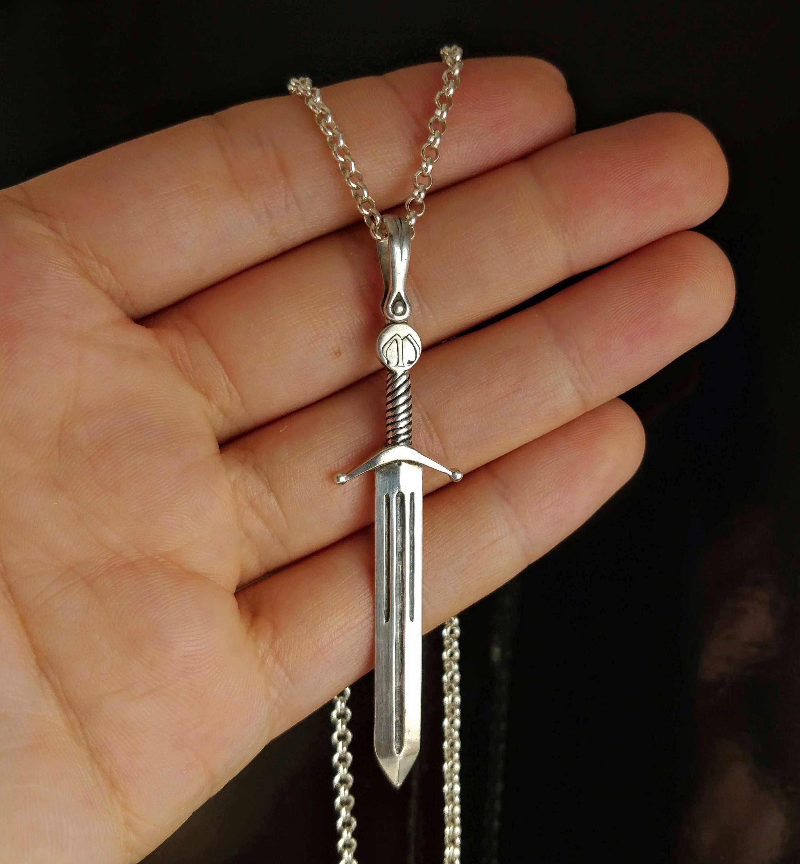 Silver Sword Necklace for Men Silver 