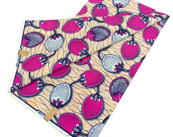 PINK PETAL DREAMS Soft African Wax Print Ankara Fabric 100% cotton by Dovetailed London by Dovetailed London