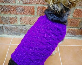 Dog Jumper XS - XXL Sparkly Purple, Blue or Grey Checkerboard design. With Or Without Harness Hole