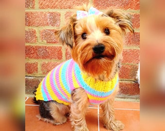 Stripe Dog Jumper XS-XXL With Or Without Harness Hole - Easter Pastel Spring collection