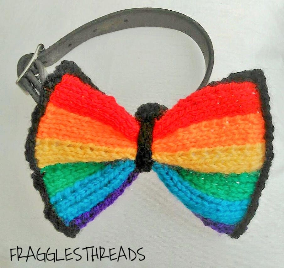 Pride Flag Dog Bow Tie LGBTQ Rainbow Pride Knitted Bow Tie Etsy