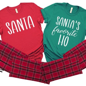 Santa! Santa's Favorite Ho! Matching Christmas Pajamas | Funny Santa's Ho Matching Couples Shirts | Couples Christmas Shirts | Unisex Plus