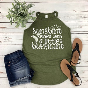 Sunshine Mixed With a Little Hurricane! Womens Tank Top | Beach lover shirt | Available in Misses and Plus Size | Assorted Colors