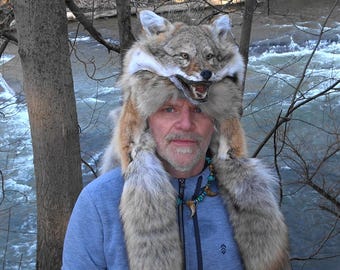 Coyote mountain man fur hat