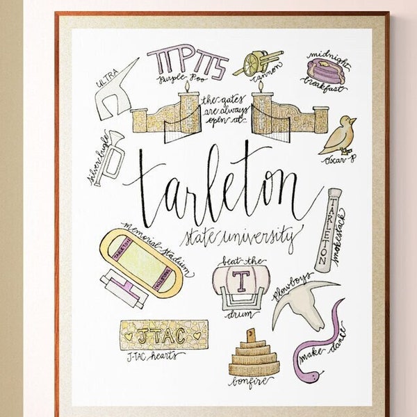 Watercolor Digital Print Tarleton State University Traditions FULL COLOR