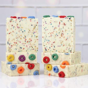 Fruity Loops Cereal Milk PRE-ORDER, Cold Process Soap, Cereal Soap, Fruity Rings, Coconut Milk Soap, Nostalgia, Saturday Morning, Gentle