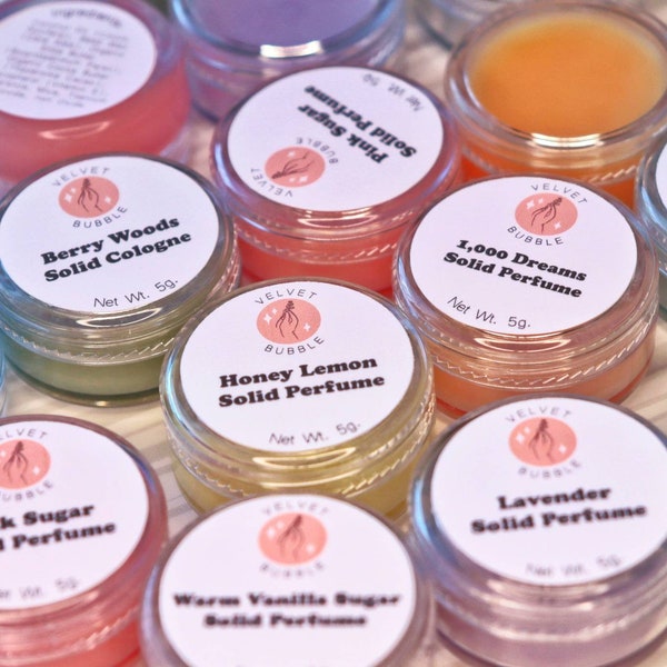 Solid Perfume Samples, 5 grams,  Read Description!!, Perfume Balm, Sample Perfume, Stocking Stuffers, Favors, Birthday Favors, Bridal Shower