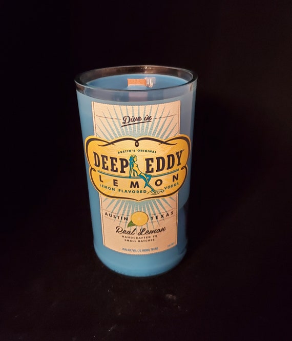 Soy Candle Leather Scent Deep Eddy Vodka Container