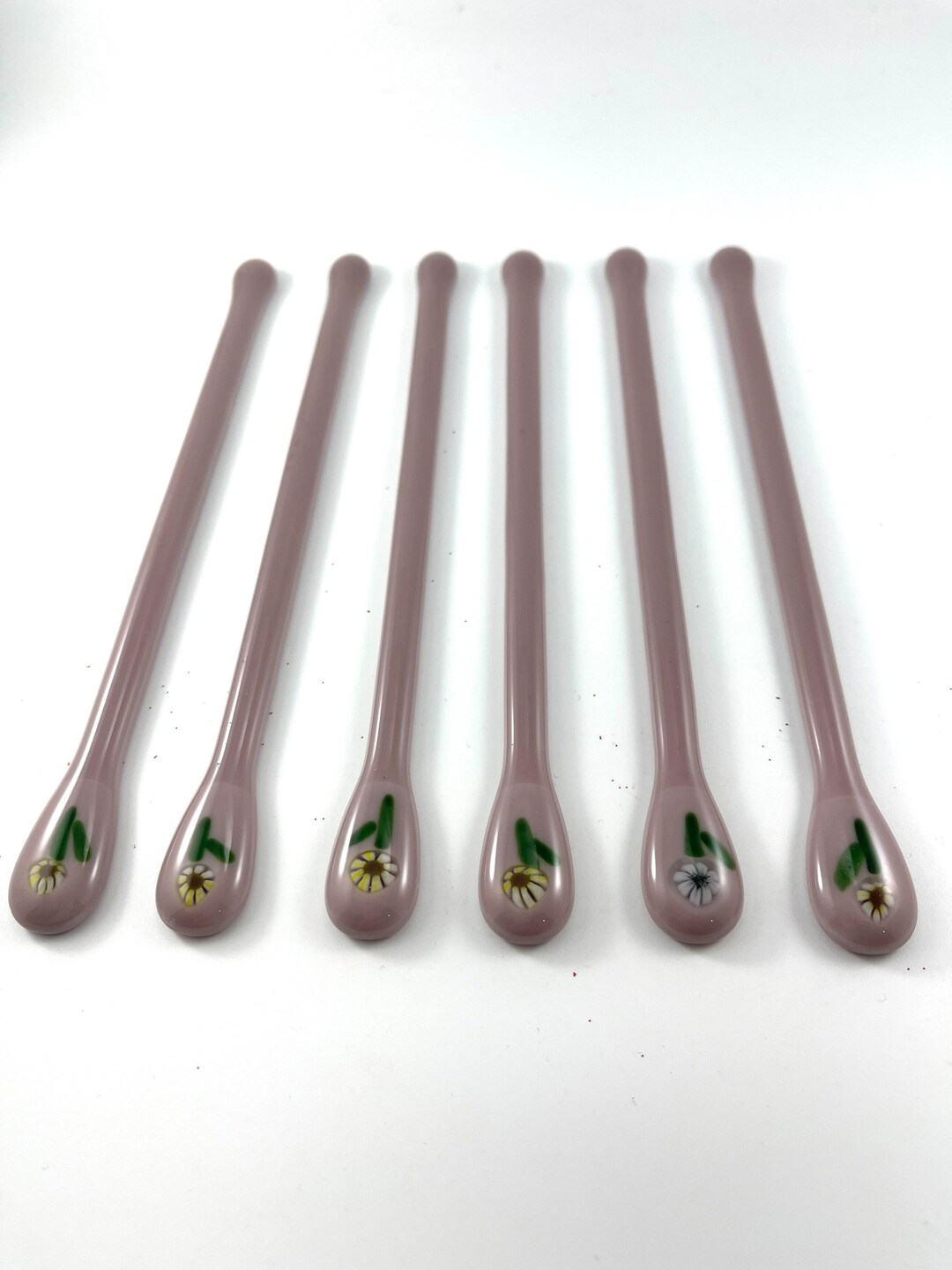 Set of 6 7 Inch Swizzle Sticks Fused Glass Java Stirrer Etsy