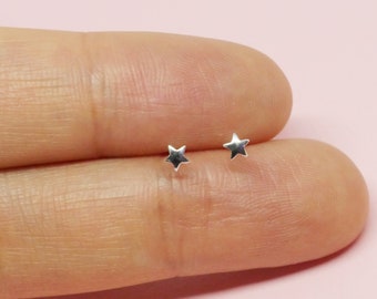 1 paire de mini étoiles 925 clous en argent sterling Boucles d’oreilles en argent étoile très minuscules/clous étoiles minuscules/boucles d’oreilles super minuscules