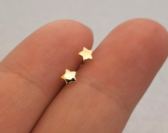 1 paar mini star vergulde 925 sterling zilveren studs zeer kleine ster zilveren oorbellen/Tiny star studs/super kleine oorbellen