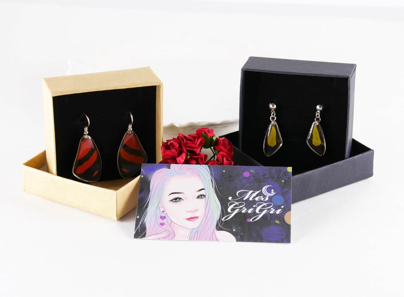 Real Butterfly earrings real preserved laminated resining Butterfly ear dangles 925 sterling silver Agrias Claudina Lugens