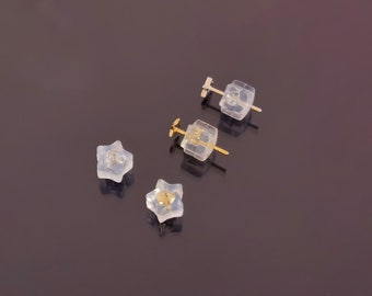 10pcs 18k Gold Star Silicone Backs Ear Stud Back Stoppers/ Golden Rubber Flower Covers for earrings Safety Backing Jewelry