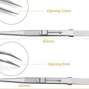 Gem and Diamond Tweezers Locking Jewelry Tweezers Side Lock indented serrated Tips easy Pick Up Straight Curved head