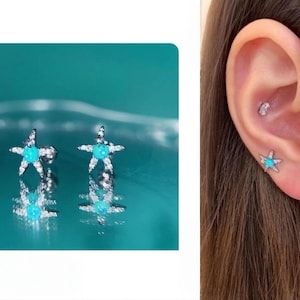 Blue Starfish Stud Earrings – Minimal Beach Style Titanium Steel Earrings | Cute Enamel Sea Star Studs for Women