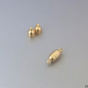 2pcs 14k Gold Magnetic Cylinder Clasp/ Bracelet Bullet Magnet Clasps Two Finishes Shine Necklace DIY Jewelry Findings