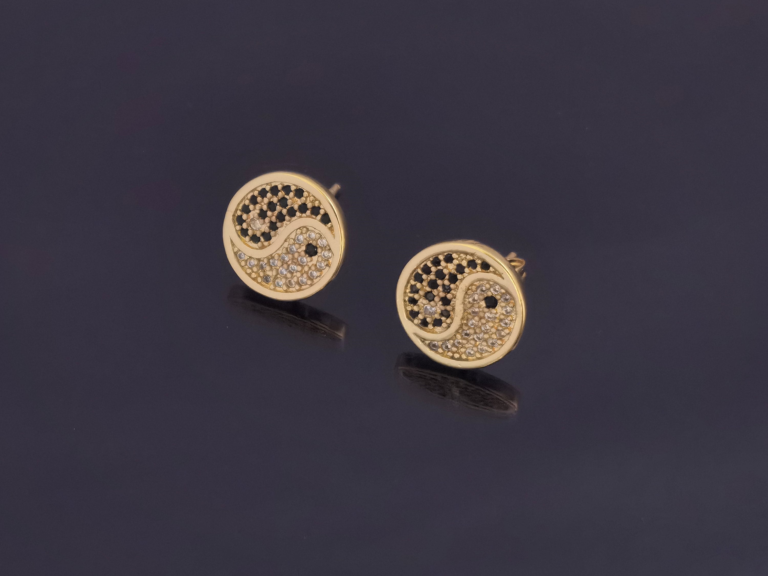 Orecchini Yin Yang In Argento Sterling 925 E Cristallo – 1 Cm, Con Scatola Regalo, Simbolo Pace