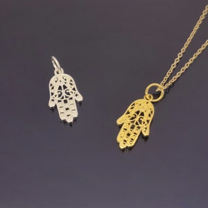 Fatima Hand Jewelry Pendant/ 925 sterling silver Spirit Gold Jewelry supply/ Hollow Detailed design necklace pendent