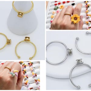 14K Gold Plated Spinner Ring Base – Fidget Windmill Rotating Ring Setting for DIY Jewelry Making | Silver Gold Option Available