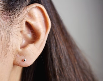 1 pair 925 sterling silver Very Tiny Silver Stud Earrings/Tiny ball studs/ Super Tiny Earrings/ Very Small Earrings