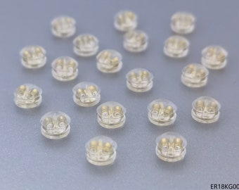 10pcs 18k Gold Silver Silicone Backs Ear Stud Back Stoppers/ Golden Rubber Covers for earrings Safety Backing Jewelry Supplies