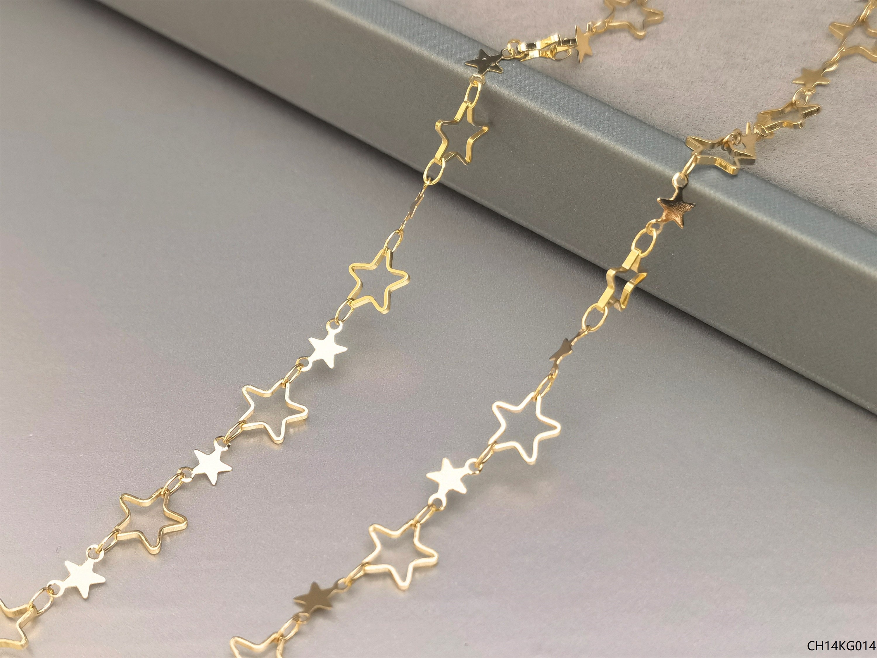 Gold Star Chain for Jewelry Making, 14K Gold Star Rosary Chain Findings,  Stars Chains Crafts Bracelet Necklace Wholesale, CH157 - BeadsCreation4u