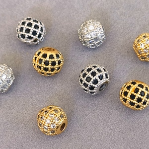 1pc 8mm Disco Balls Spacer/ Zircon Dainty Round Bead Bracelet Spacer Beads beading Drilling Ball Charm Jewelry Supply